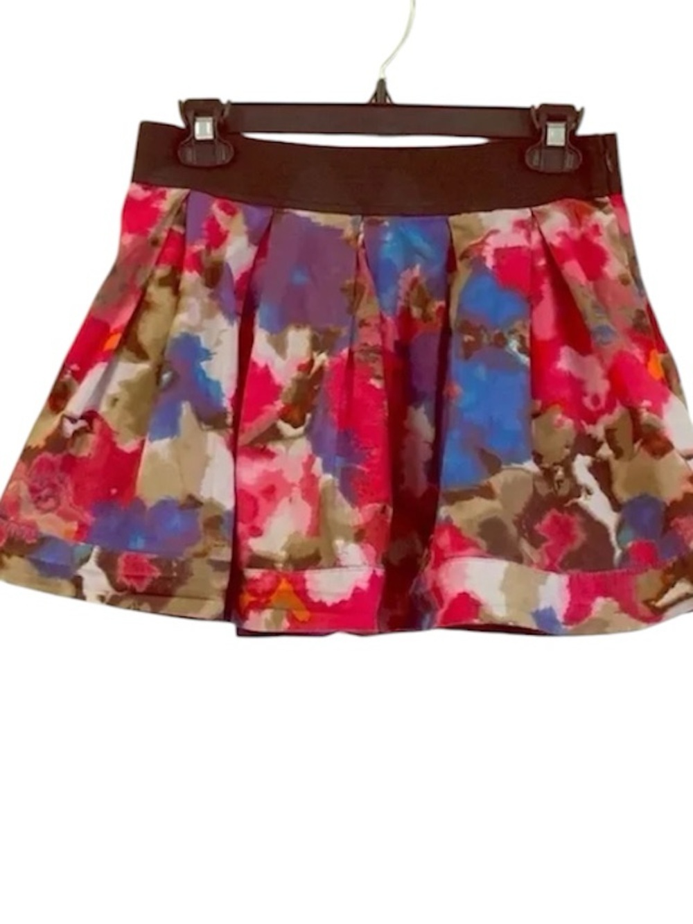 Jessica Simpson Pleated Skater Pink Multi colored Mini Skirt Juniors Medium
